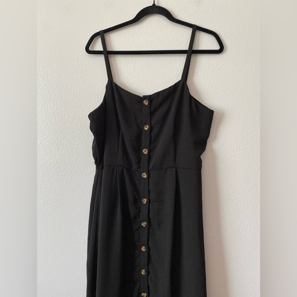 Bobeau Studio B Button front Minimalist Midi Black Dress Size XL - Picture 3 of 11